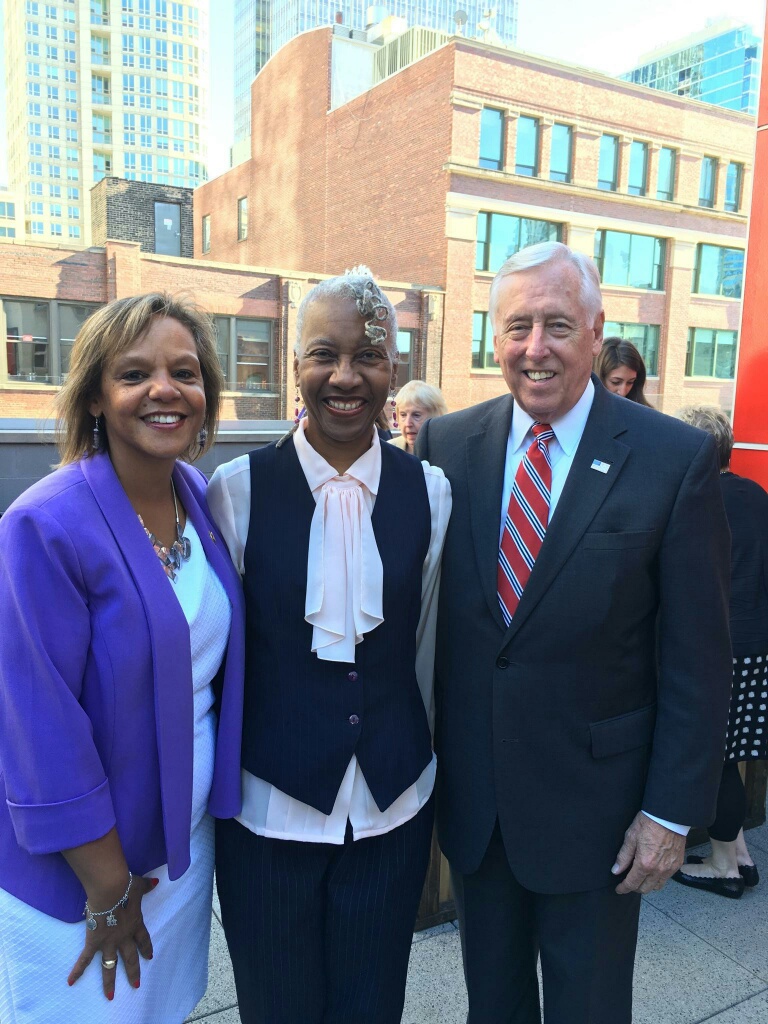 U.S. Rep. Robin Kelly (IL) and U.S. Rep. Steny Hoyer (MD) at a downtown Chicago rally opposing gun violence